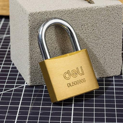 Замок Deli Замок навесной Deli DL508906 латунный, 50мм фото 4