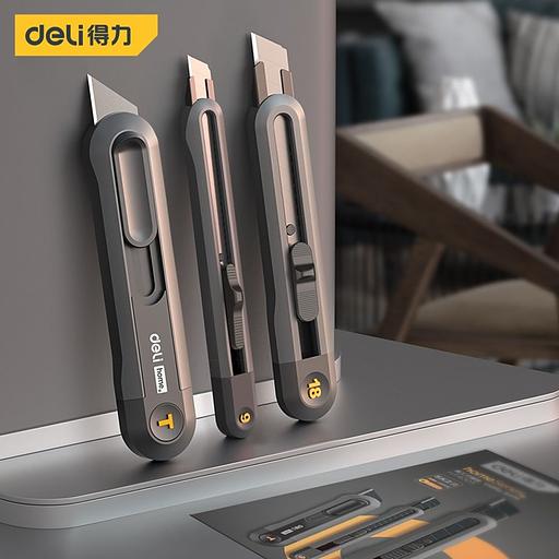 Набор технических ножей "Home Series Black" Deli HT4003 (ножи 9мм+18мм+Т-образный), эксклюзивный дизайн, корпус из высококачественного софттач пластика фото 6