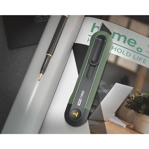 Нож Deli Набор технических ножей "Home Series Green" Deli HT4003L (ножи 9мм+18мм+Т-образный), эксклюзивный дизайн, корпус из высококачественного софттач пластика фото 2