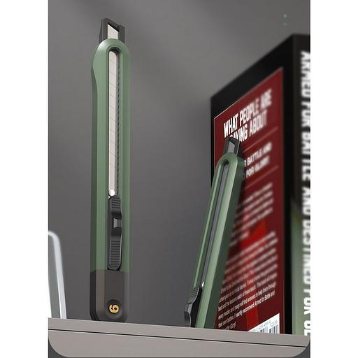 Нож Deli Набор технических ножей "Home Series Green" Deli HT4003L (ножи 9мм+18мм+Т-образный), эксклюзивный дизайн, корпус из высококачественного софттач пластика фото 7