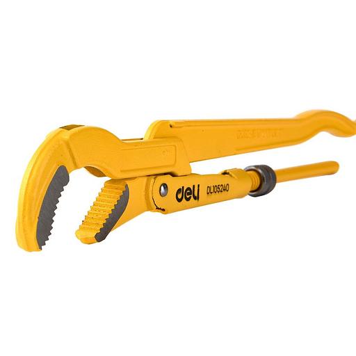 Ключи Deli Трубный рычажный ключ №1 с изогнутыми губками Deli DL105240 315мм, раскрытие губок 0-40мм, сталь Cr-V фото 2