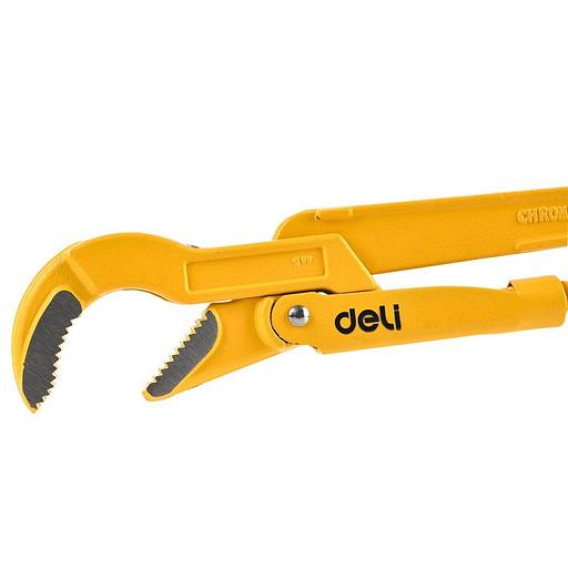 Ключи Deli Трубный рычажный ключ №2 с изогнутыми губками Deli DL105255 420мм, раскрытие губок 0-55мм, сталь Cr-V фото 3