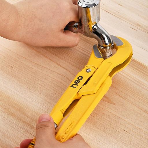 Ключи Deli Трубный рычажный ключ №2 с изогнутыми губками Deli DL105255 420мм, раскрытие губок 0-55мм, сталь Cr-V фото 6