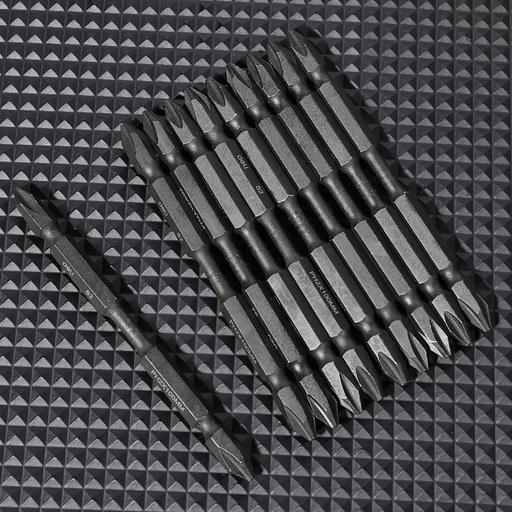 Набор оснастки Deli Набор двухсторонних торсионных бит для ударных шуруповертов 10 шт Deli DL253202 PH2*100мм, сталь S2, пласт.кейс фото 3