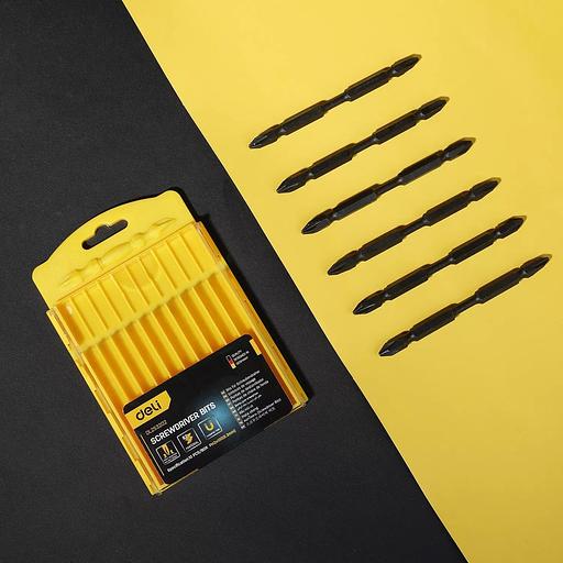 Набор оснастки Deli Набор двухсторонних торсионных бит для ударных шуруповертов 10 шт Deli DL253202 PH2*100мм, сталь S2, пласт.кейс фото 4