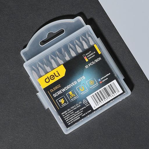 Набор оснастки Deli Набор двухсторонних бит 10 шт Deli DL6902 PH2*65мм, сталь S2 с твердостью 58-60HRC, пласт.кейс фото 5