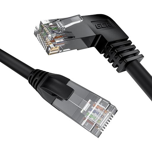 GCR Патч-корд прямой 2.0m UTP кат.5e, черный, левый угол, литой, ethernet high speed, RJ45, T568B, GCR-53151 Greenconnect RJ45(m) - RJ45(m) Cat. 5e 2м чёрный (GCR-53151) фото 2