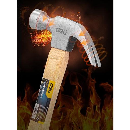 Ударно-рычажный инструмент Deli Молоток-гвоздодер Deli DL5250 500 гр Длина: 330 мм. Деревянная рукоять. фото 6