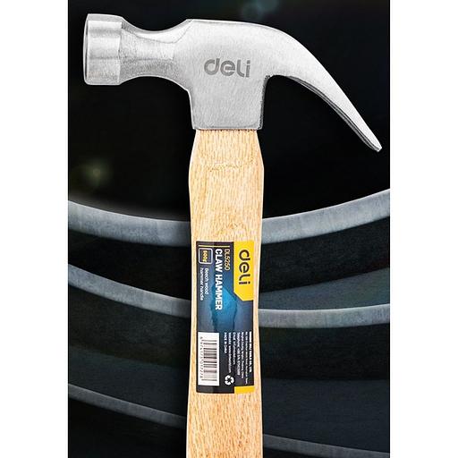 Ударно-рычажный инструмент Deli Молоток-гвоздодер Deli DL5250 500 гр Длина: 330 мм. Деревянная рукоять. фото 7