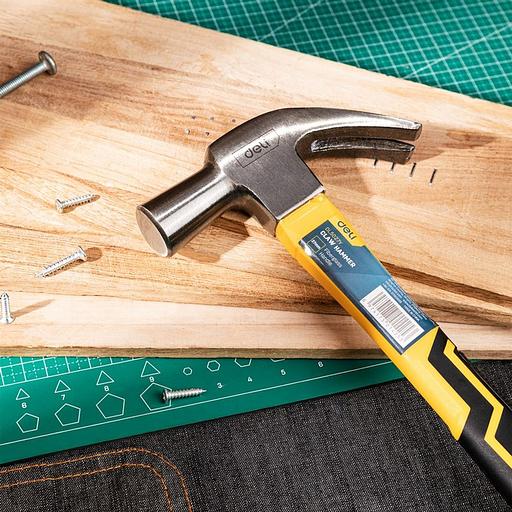 Ударно-рычажный инструмент Deli Молоток-гвоздодер Deli DL5027Y 500 гр Фиберглассовая рукоять. фото 7