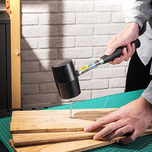 Ударно-рычажный инструмент Deli Резиновый молоток со стальной ручкой Deli DL5616 550 грамм, длина 305мм фото 5