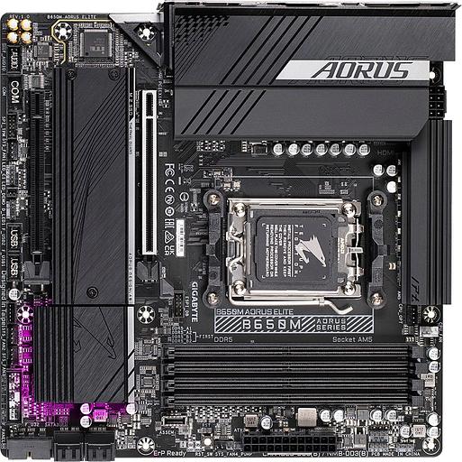 Материнская плата Gigabyte B650M AORUS ELITE SocketAM5 AMD B650 mATX AC`97 8ch(7.1) 2.5Gg RAID+HDMI+DP фото 1