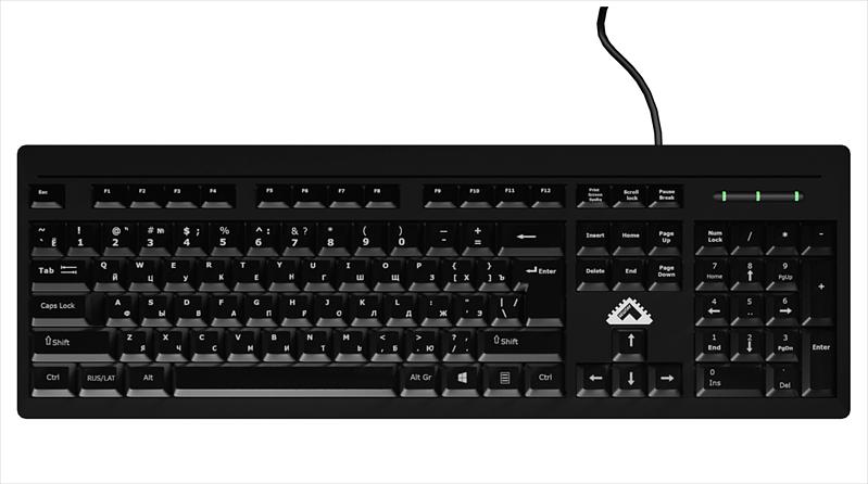 Клавиатура БЕШТАУ Клавиатура проводная КЛ104РУ 104 клавиши, USB, 1,8м, Цвет русской/латинской раскладки (Белый/Белый) лазерная гравировка, черный МИНПРОМТОРГ (МПТ) (КЛ104РУ/SG) фото 1