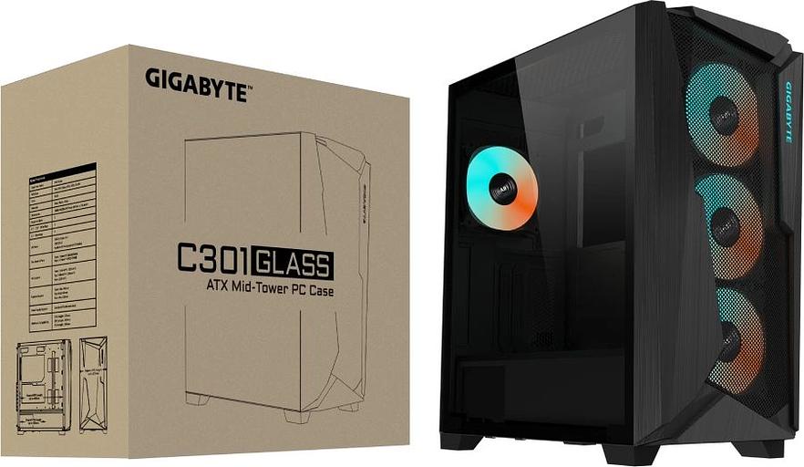 Корпус Gigabyte C301G черный без БП ATX 4x120mm 4x140mm 2xUSB3.0 audio bott PSU фото 8
