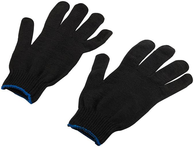 Перчатки вязаные упрочненные (5 нитей) черные х/б фото 2