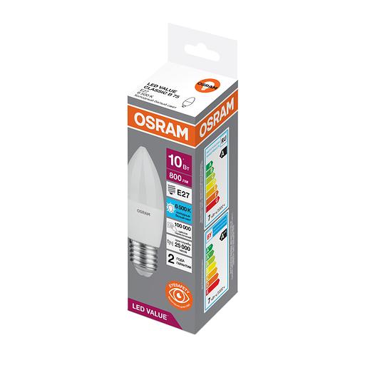 Лампа светодиодная LED 10 Вт E27 6500К 800Лм свеча 220 В (замена 75Вт) OSRAM фото 3