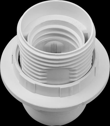 Патрон люстровый Е27 пластик с кольцом белый фото 1