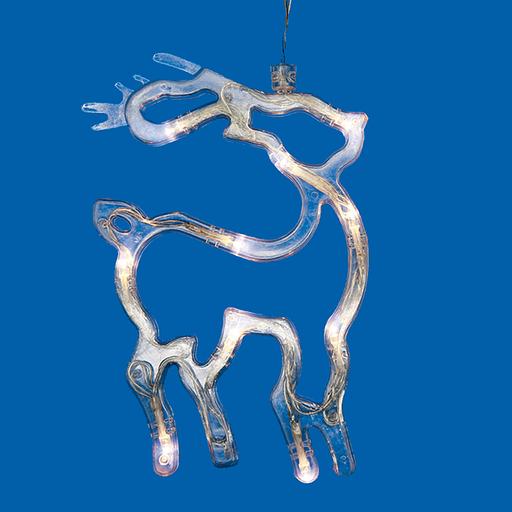 Фигура светодиодная Олень на батарейках 3AAA (не в/к) 14х19см Подвесная 10 светодиодов Теплый белый свет Провод прозрачный фото 2