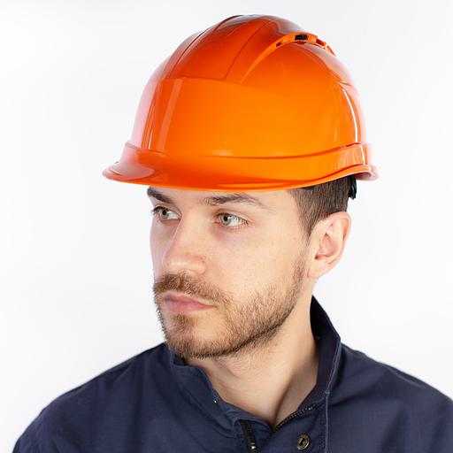 Каска защитная QUARTZ UP IV оранжевого цвета с храповым механизмом с вентиляцией фото 3