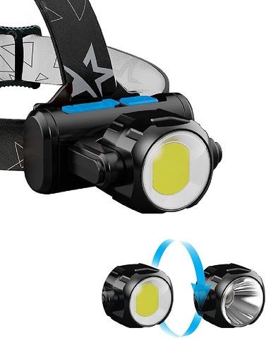 Фонарь налобный аккумуляторный, 3Вт XPE, 5Вт COB, 1200Mah LI-On, зар. Micro USB фото 2