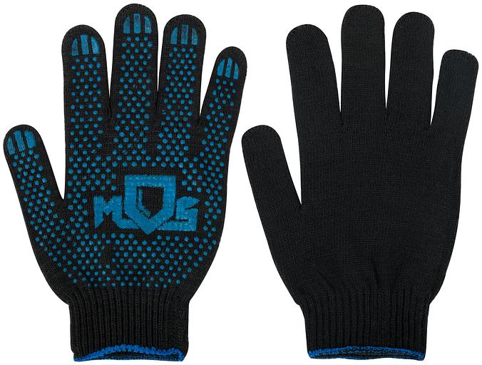 Перчатки вязаные черные х/б с ПВХ, 4 нити, 10 класс вязки фото 1