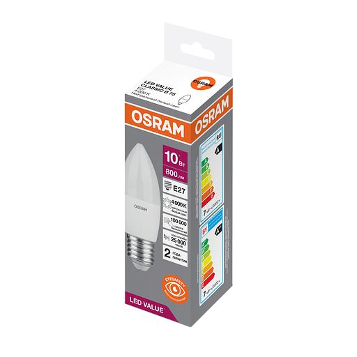 Лампа светодиодная LED 10 Вт E27 4000К 800Лм свеча 220 В (замена 75Вт) OSRAM фото 3