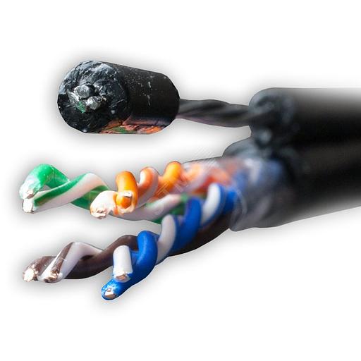 Витая пара UTP 4 пары AWG 24 Cat.5e внешняя с тросом Cu Standard (UTP 4x2x0,48 Out/Cu Тр) фото 1