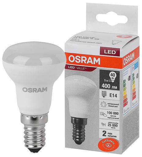 Лампа светодиодная LED 5 Вт E14 4000К 400Лм гриб 220 В (замена 40Вт) OSRAM фото 1