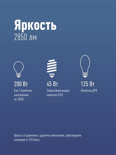 Лампа светодиодная LED 30Вт 220В Е27 D80х135 6500К дневной 2650 лм фото 3