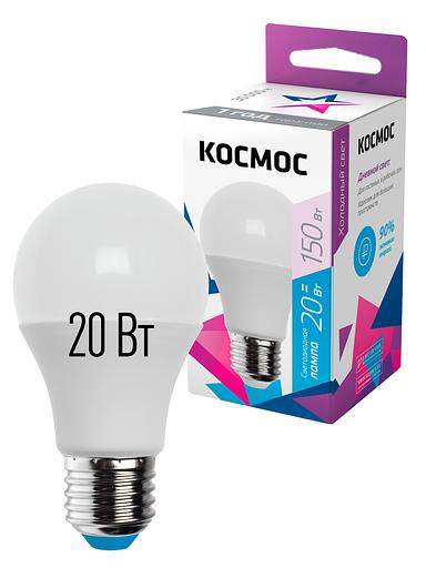 Лампа светодиодная LED 20Вт 220В Е27 D60х118 6500К холодный A60 фото 1