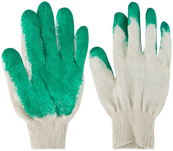 Перчатки вязаные х/б с резиновой заливкой наладонника фото 1