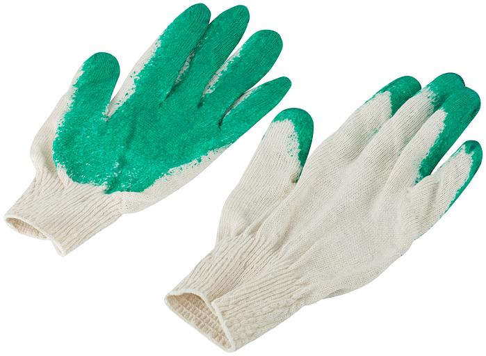 Перчатки вязаные х/б с резиновой заливкой наладонника фото 2