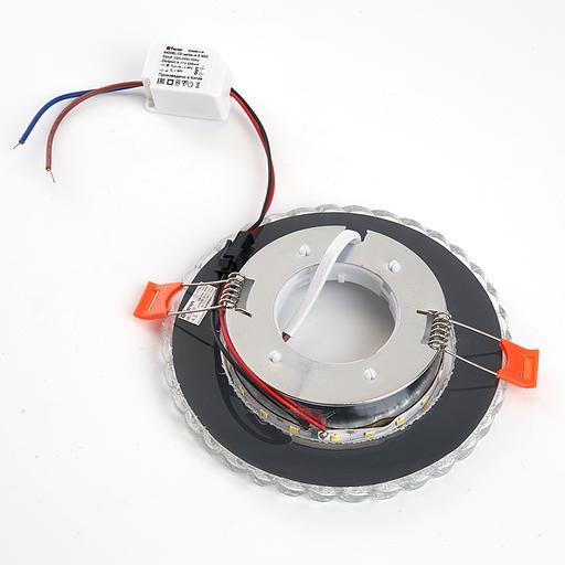 Светильник ДВО-15w GX53 без лампы со светодиодной подсветкой 4000К хром с прозрачным стеклом фото 4