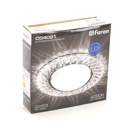 Светильник ДВО-15w GX53 без лампы со светодиодной подсветкой 4000К хром с прозрачным стеклом фото 6