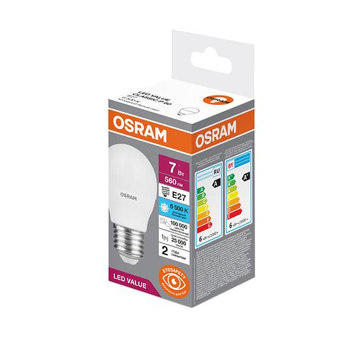 Лампа светодиодная LED 7 Вт E27 6500К 560Лм шарик 220 В (замена 60Вт) OSRAM фото 3