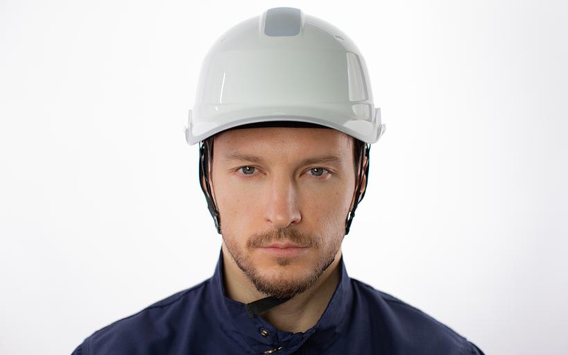 Защитная каска BASEBALL DIAMOND V UP из ABS белая с храповым механизмом фото 2