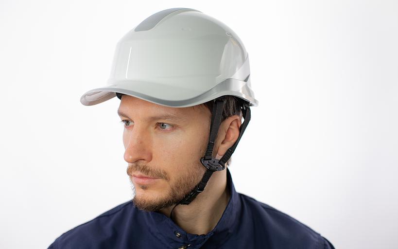 Защитная каска BASEBALL DIAMOND V UP из ABS белая с храповым механизмом фото 3