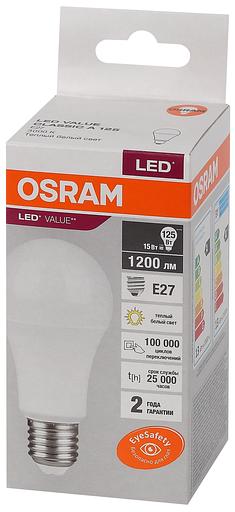 Лампа светодиодная LED 15 Вт E27 3000К 1200Лм груша 220 В (замена 125Вт) OSRAM фото 3
