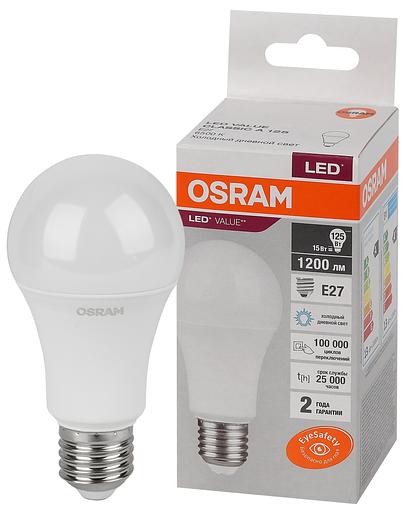 Лампа светодиодная LED 15 Вт E27 6500К 1200Лм груша 220 В (замена 125Вт) OSRAM фото 1