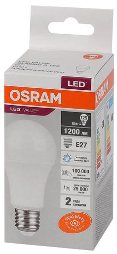 Лампа светодиодная LED 15 Вт E27 6500К 1200Лм груша 220 В (замена 125Вт) OSRAM фото 3