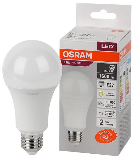 Лампа светодиодная LED 20 Вт E27 3000К 1600Лм груша 220 В (замена 150Вт) OSRAM фото 1