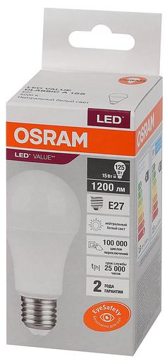 Лампа светодиодная LED 15 Вт E27 4000К 1200Лм груша 220 В (замена 125Вт) OSRAM фото 3