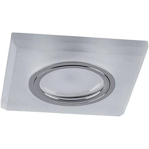 Светильник ИВО-50w G5.3 со светодиодной подсветкой 4000К квадратный белый матовый хром фото 1