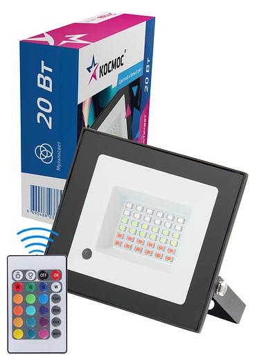 Прожектор светодиодный 20Вт, RGB с пультом, IP65, фото 1
