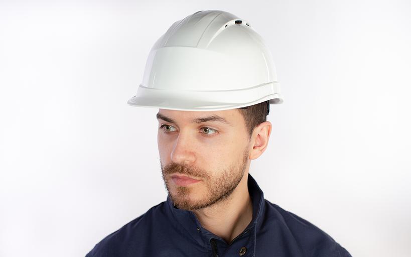 Каска защитная QUARTZ UP IV белого цвета с храповым механизмом с вентиляцией фото 3