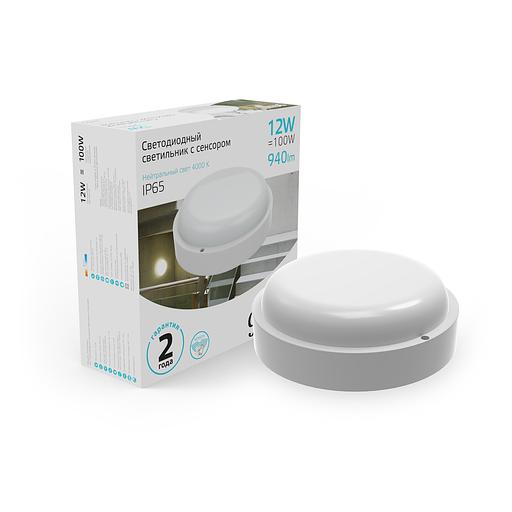 Св-к светодиодный Elementary IP65 D140x48 12W 940Лм 4000K 160-260V ЖКХ круглый c опт-микр сенсором 1/40 фото 2