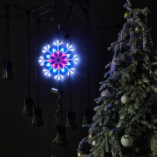 Фигура светодиодная Снежинка 40х40см Подвесная 48 светодиодов Красный синий Провод прозрачный ULD-H4040-048/DTA MULTI IP20 SNOWFLAKE фото 2