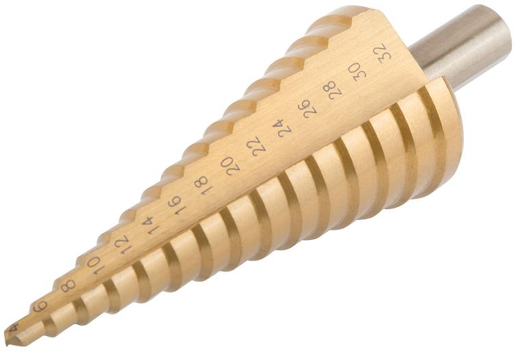 Сверло ступенчатое HSS по металлу, 15 ступеней, 4-32 мм фото 2