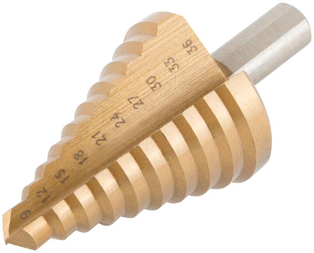 Сверло ступенчатое HSS по металлу, 9 ступеней, 9-36 мм фото 2