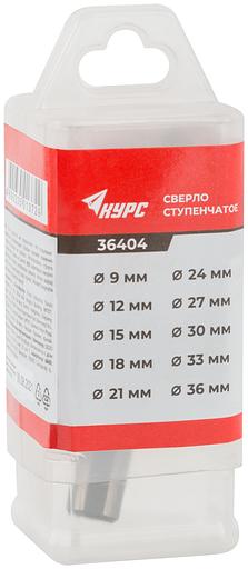 Сверло ступенчатое HSS по металлу, 9 ступеней, 9-36 мм фото 3